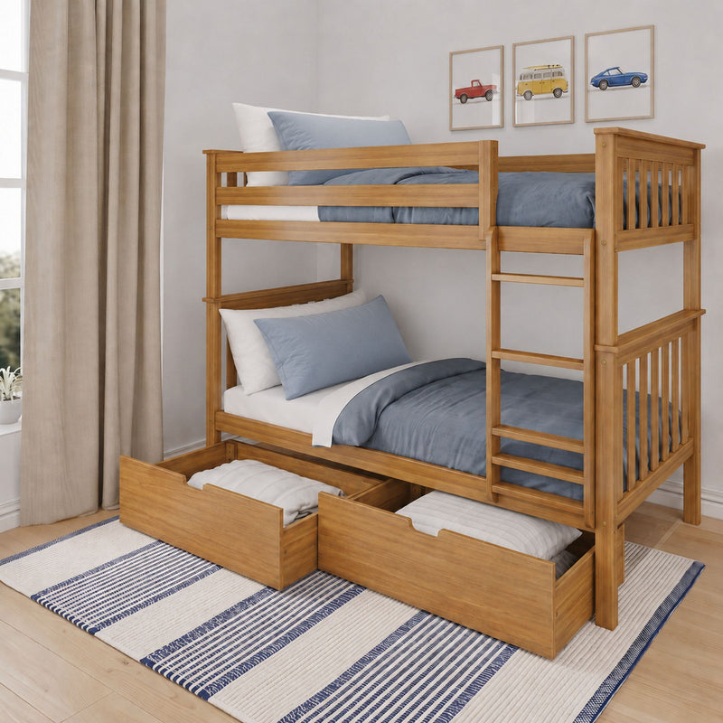 Twin Over Twin Bunk Bed With Storage Drawers