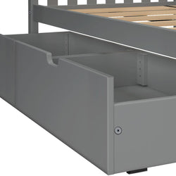 Gray underbed storage drawer with sliding design for space-saving organization.