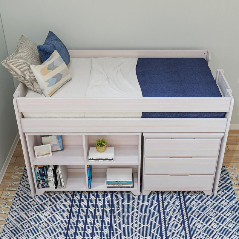 Modern Farmhouse Twin Low Loft Bed With Storage