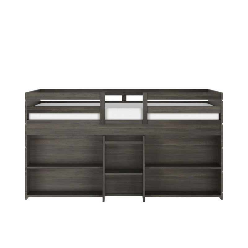 Modern Farmhouse Twin Low Loft Bed With Bookcases