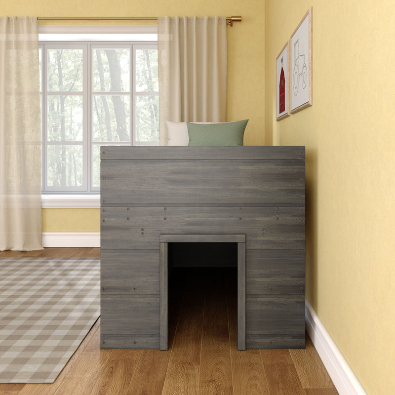 Modern Farmhouse Twin Low Loft Bed With Bookcases