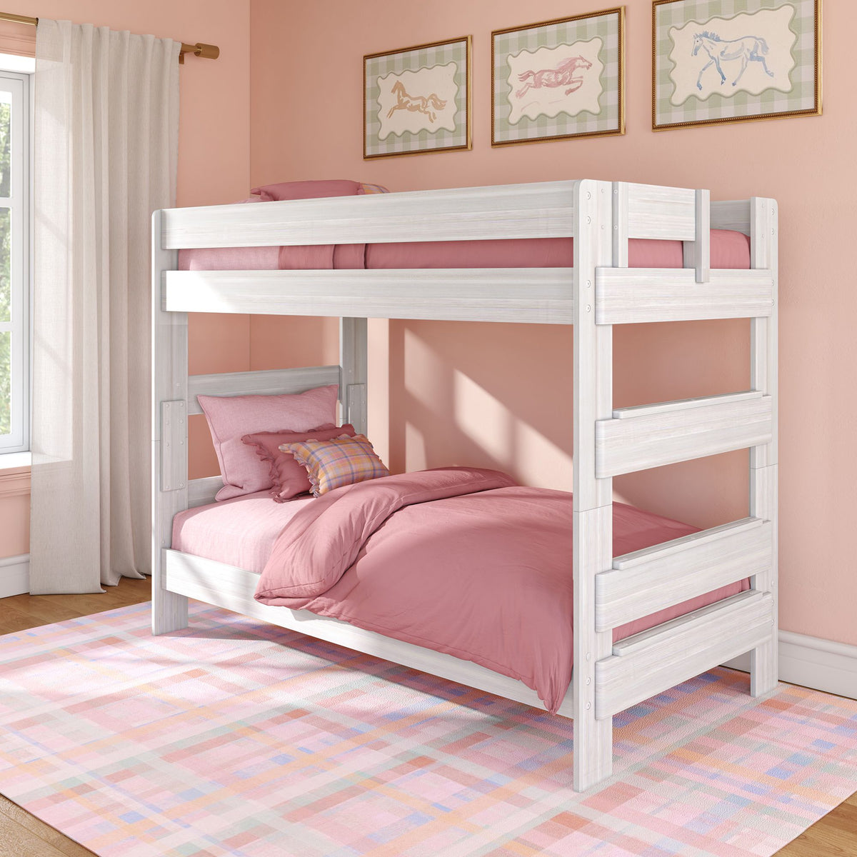 Max & Lily Modern Farmhouse Loft Bed – Twin Size, Barnwood Brown, Solid Pine, 400 Lb Capacity