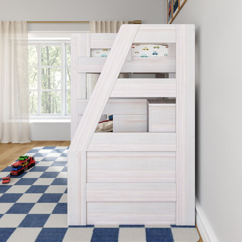 Modern Farmhouse Twin Over Twin Bunk Bed With Stairs