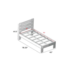 Illustration of a twin bed frame dimensions, featuring headboard height and frame width for bedroom furniture planning.