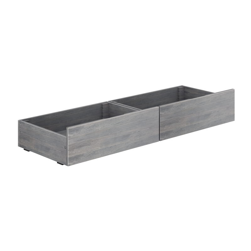 Pair of gray wood under-bed pull-out storage drawers for bed frame, low-profile bedroom organization