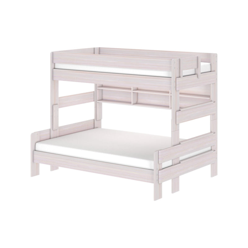 Modern Farmhouse Twin Over Full Bunk Bed With Bookcase