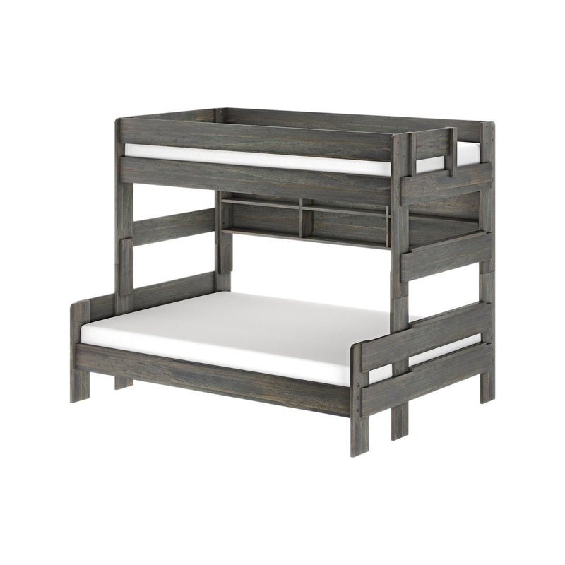 Modern Farmhouse Twin Over Full Bunk Bed With Bookcase