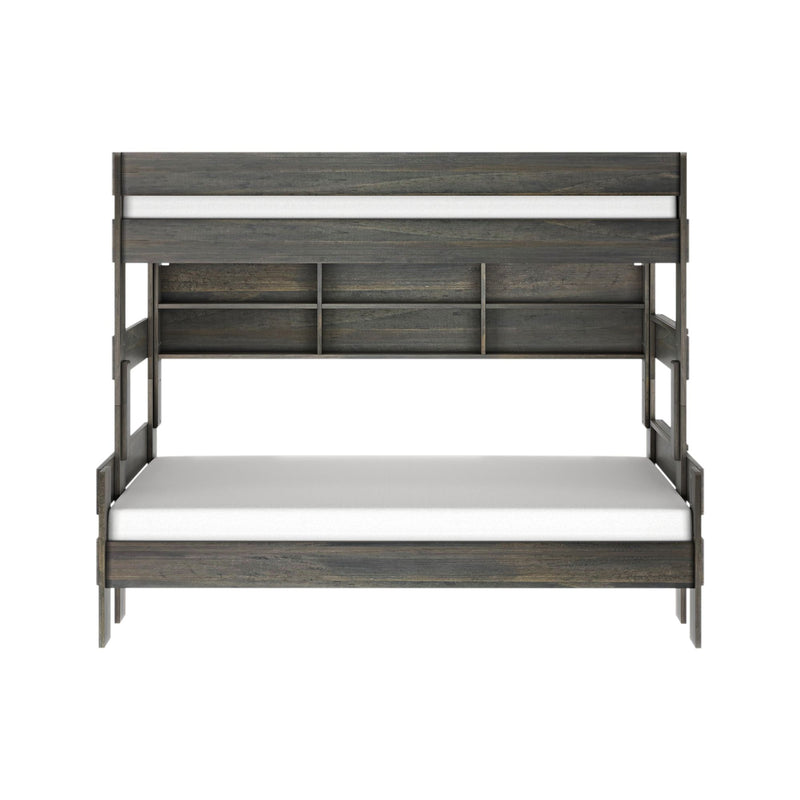 Modern Farmhouse Twin Over Full Bunk Bed With Bookcase