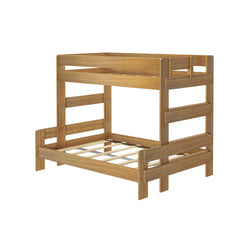 Wooden bunk bed frame for kids' bedroom furniture.