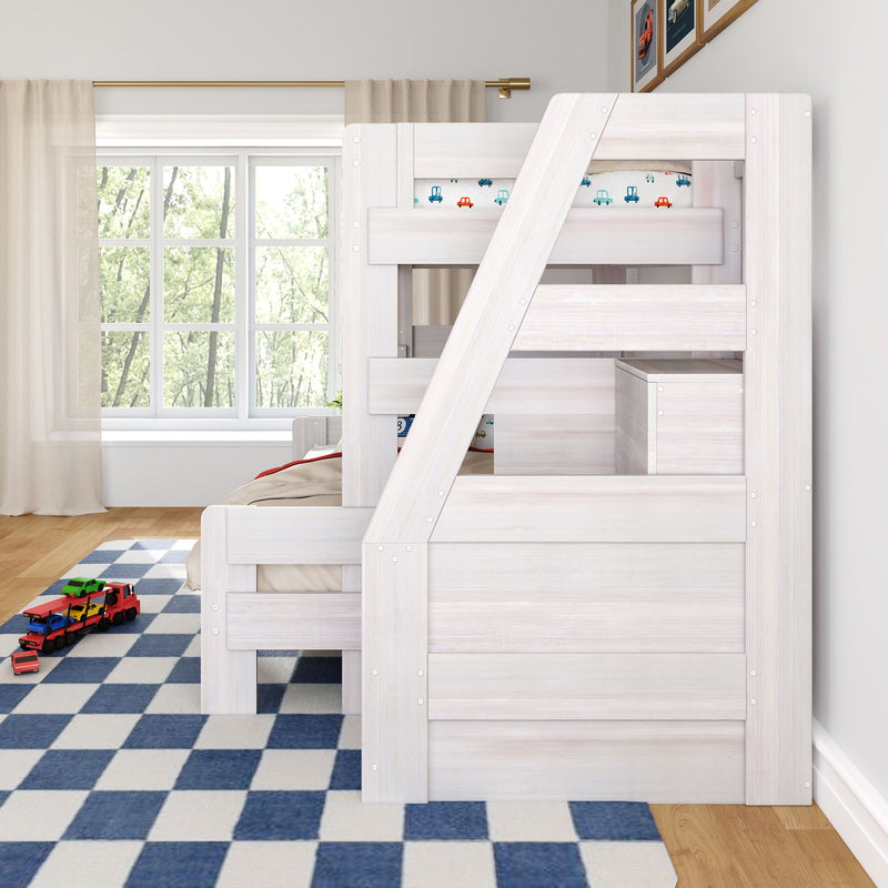 Modern Farmhouse Twin Over Full Bunk Bed With Stairs