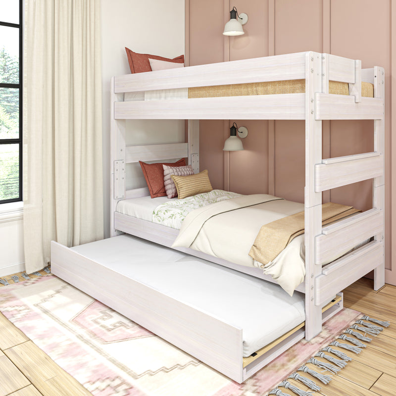 Modern Farmhouse Twin Over Twin Bunk Bed With Trundle