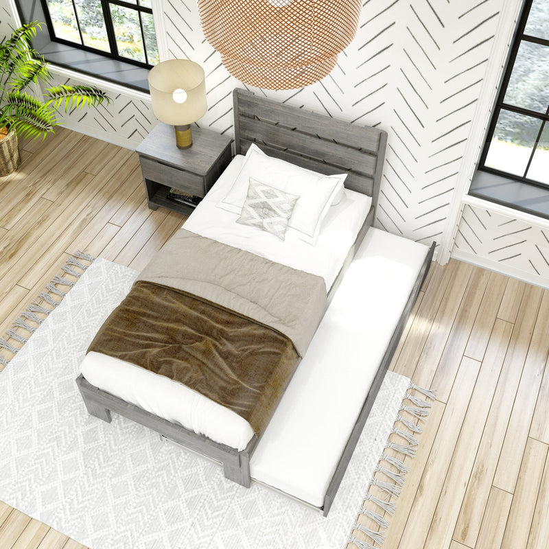 Modern Farmhouse Twin Plank Bed With Trundle