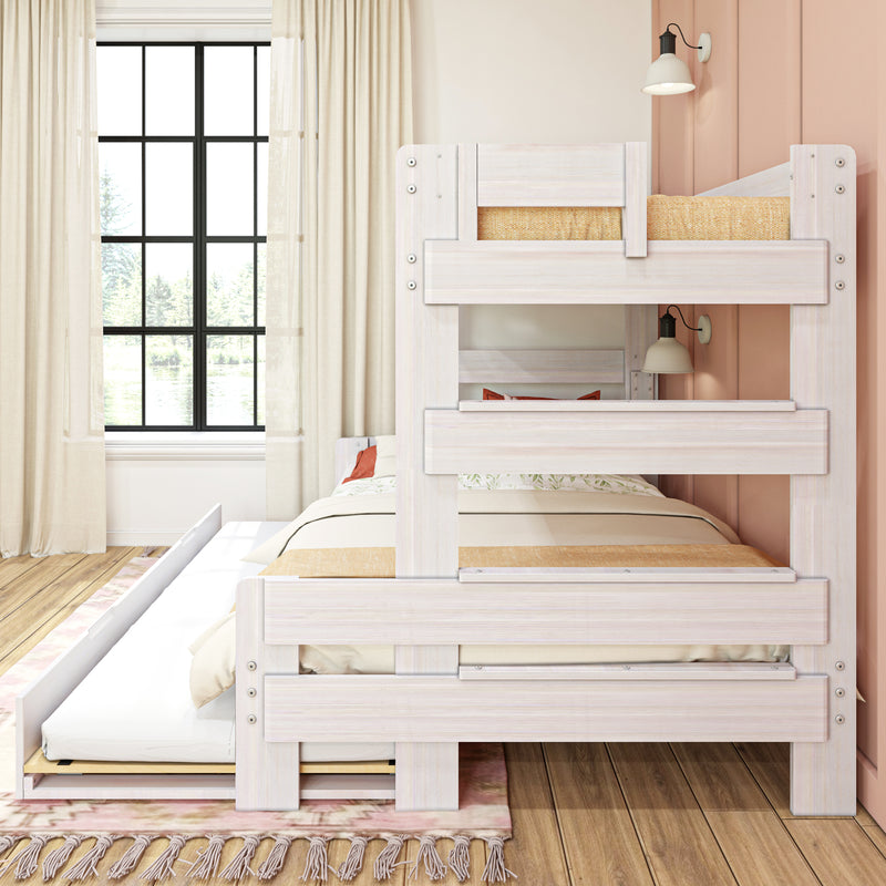Modern Farmhouse Twin Over Full Bunk Bed With Trundle