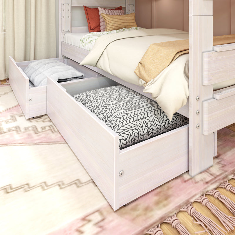 Modern Farmhouse Twin Over Twin Bunk Bed With Storage Drawers