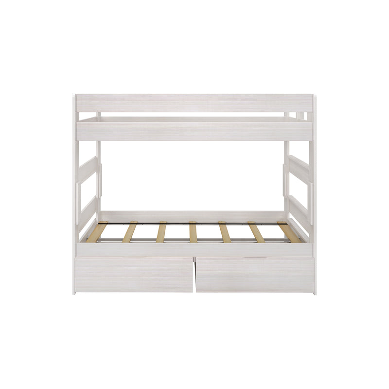 Modern Farmhouse Twin Over Twin Bunk Bed With Storage Drawers