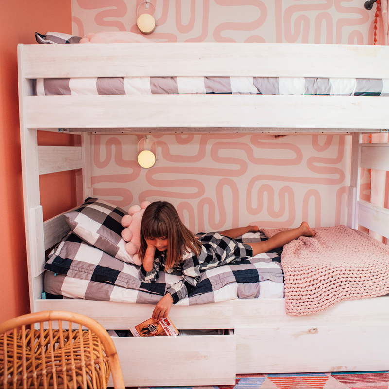 Modern Farmhouse Twin Over Twin Bunk Bed With Storage Drawers