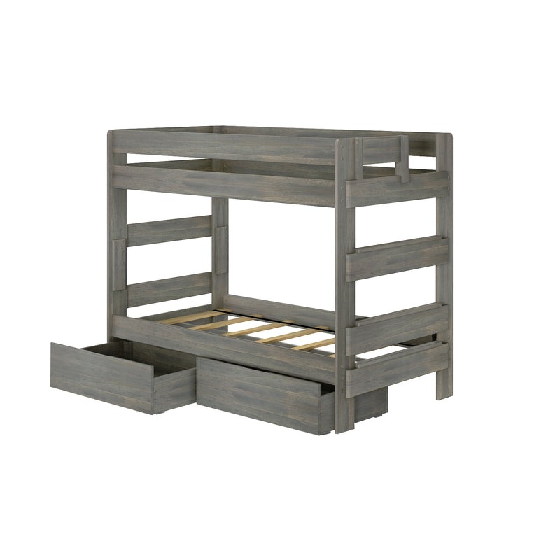 Modern Farmhouse Twin Over Twin Bunk Bed With Storage Drawers