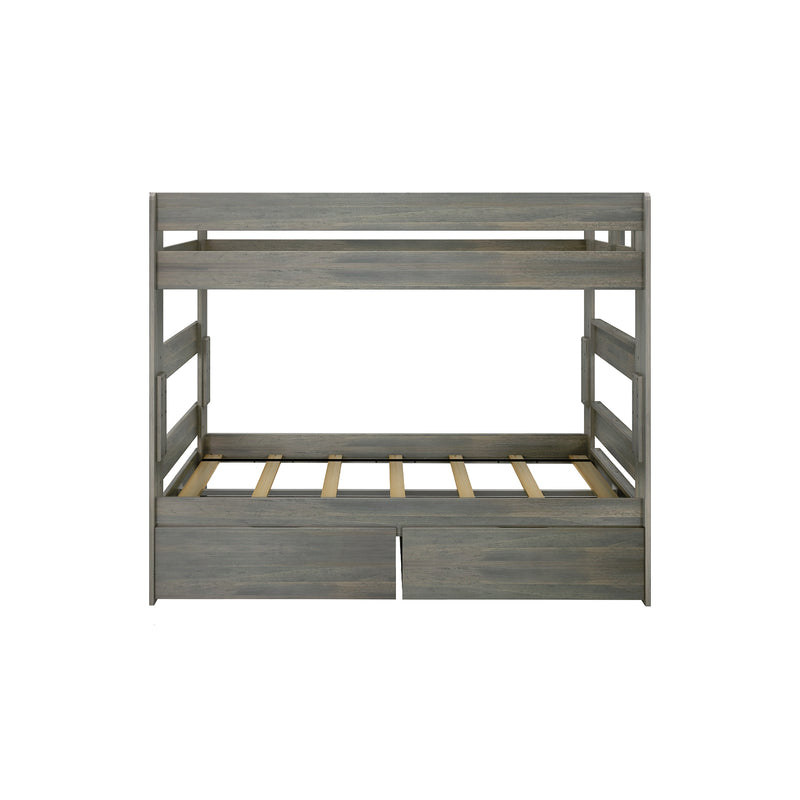 Modern Farmhouse Twin Over Twin Bunk Bed With Storage Drawers