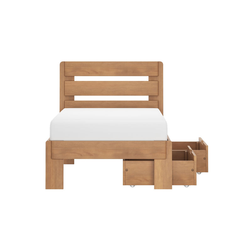 Modern Farmhouse Twin Plank Bed With Storage Drawers