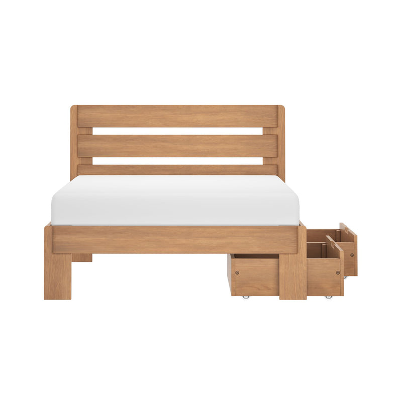 Modern Farmhouse Full Plank Bed With Storage Drawers
