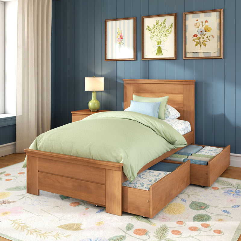 Modern Farmhouse Twin Panel Bed With Storage Drawers