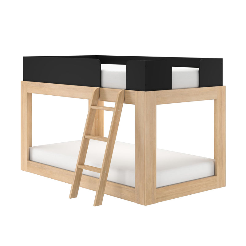 Mid-Century Modern Twin Over Twin Low Bunk Bed