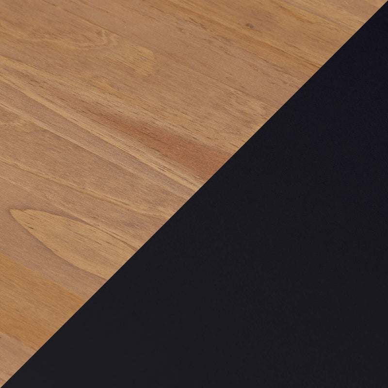Oak wood tabletop texture with diagonal black matte background — minimalist modern desk surface for workspace and product photography
