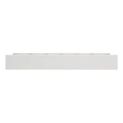 Modern white floating wall shelf for minimalist home decor and storage solutions.