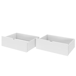 White storage drawers for wardrobe organization.