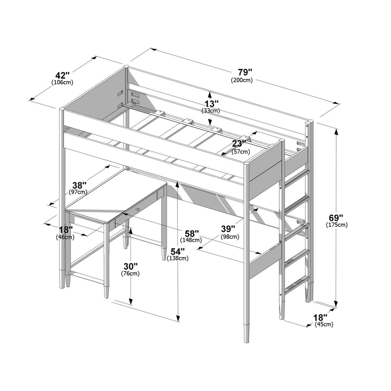 Hudson Twin Loft Bed With Desk