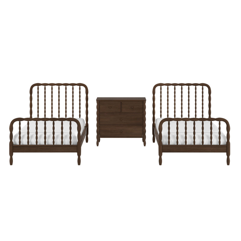 Jenny Twin Beds With 4-Drawer Dresser