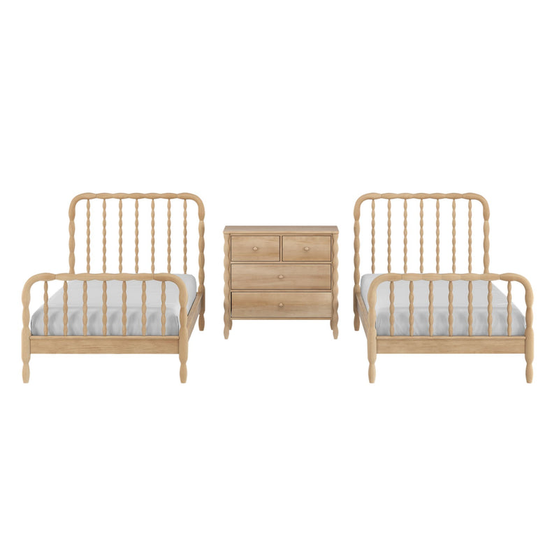 Jenny Twin Beds With 4-Drawer Dresser