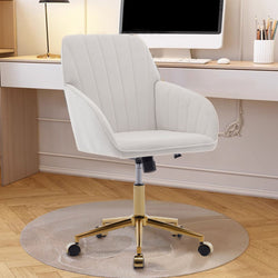 beige velvet desk chair