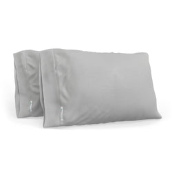 Gray microfiber pillowcases set, soft and durable bedding for comfortable sleep.