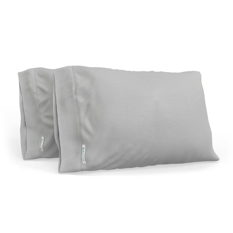 Gray microfiber pillowcases set, soft and durable bedding for comfortable sleep.