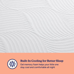 Cooling gel memory foam for comfortable and cool sleep surface with textured pattern.