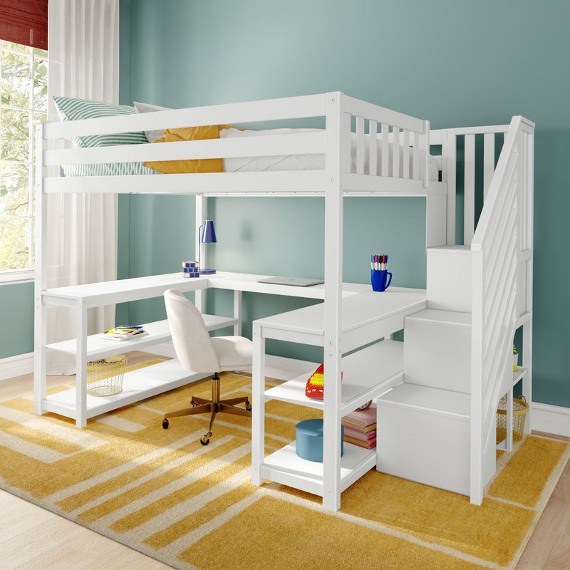 Full Loft Bed With Wraparound Desk & Stairs
