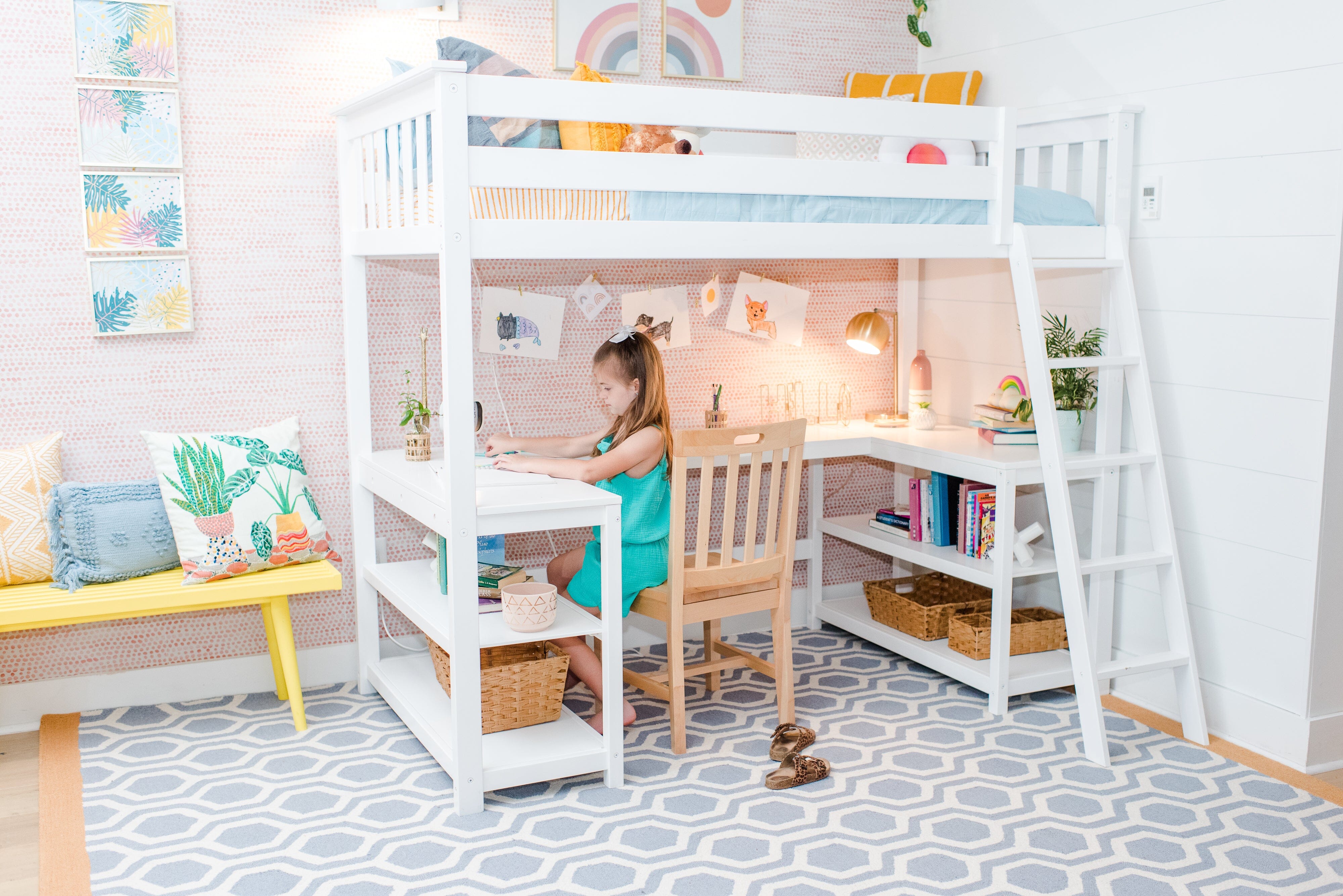 Low loft bed with 2024 desk