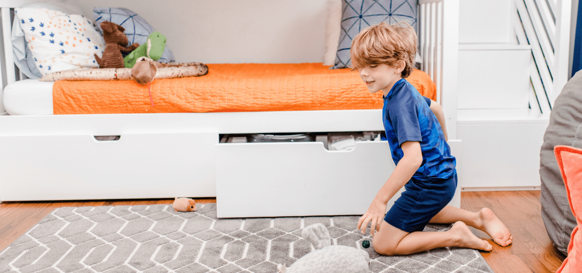 Bunk Bed with Stairs and Underbed Storage Drawers