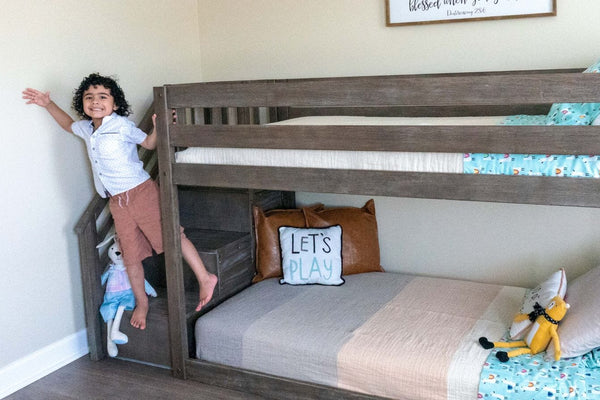 Twin over twin low bunk bed with stairs