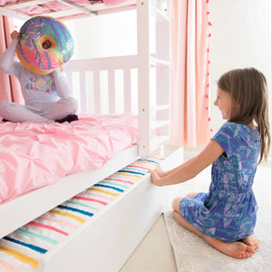 Twin over twin bunk bed with trundle in white