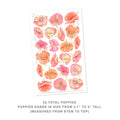 Sheet of 22 watercolor poppy stickers in peach, pink and coral tones, individual floral decals measuring 2.7 to 5 inches for nursery, bedroom, and DIY home decor