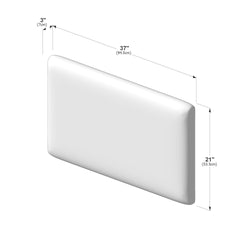 White upholstered rectangular padded headboard with rounded corners, 37 in x 21 in x 3 in (94.5 x 53.5 x 7 cm) modern bed headboard