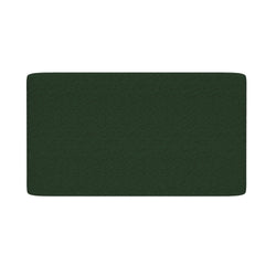 Dark green rectangular textured floor mat, plush bath and kitchen mat with rounded corners on white background