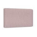 Blush pink upholstered rectangular headboard with rounded corners and textured linen fabric, modern minimalist bed headboard isolated on white background