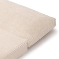 Beige corduroy lumbar pillow with horizontal ribbed texture and piped edges, soft decorative sofa cushion for living room