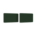 Pair of dark green rectangular sofa seat cushions with rounded corners and textured fabric upholstery on white background