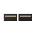 Set of two rectangular black wall panels with light wood mounting strips and gray felt borders, minimalist wall decor on white background