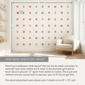 Halloween pumpkin wall decals in 8x10 ft grid with 12-inch spacing — peel-and-stick jack-o'-lantern stickers on a neutral nursery accent wall