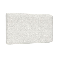 White textured rectangular cushion with rounded corners on a white background — bouclé-style lumbar throw pillow for modern home decor